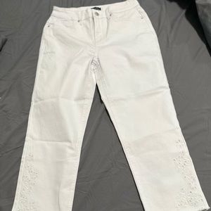 White Embroidered Pants